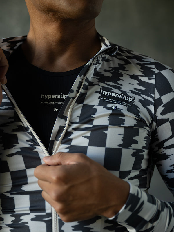 Men's Performance Light Fleece Long Sleeve Jersey 12-18°C - Gray/Off White