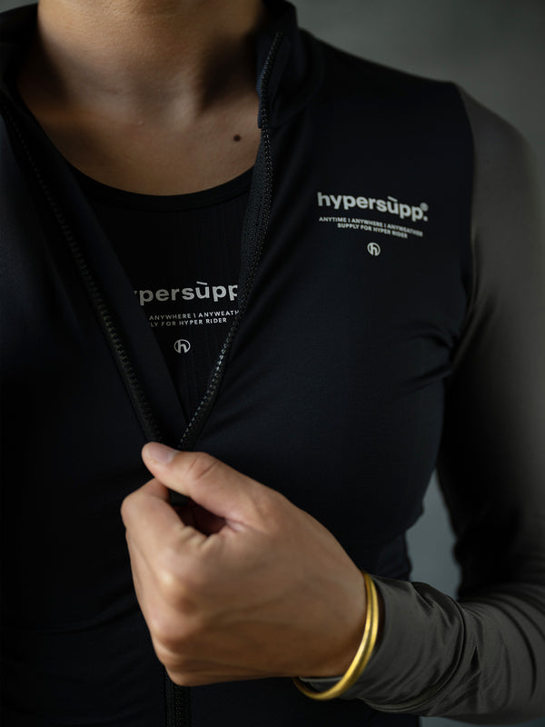 Women's Performance Light Fleece Long Sleeve Jersey 12-18°C - Black/Gray