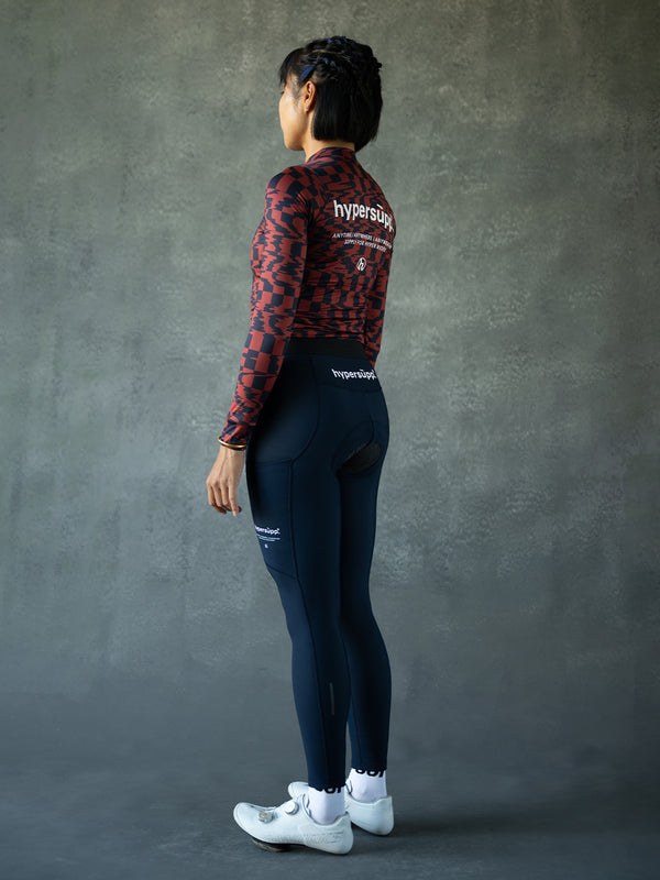 Women's Performance Light Fleece Long Sleeve Jersey 12-18°C - Dark Red/Navy