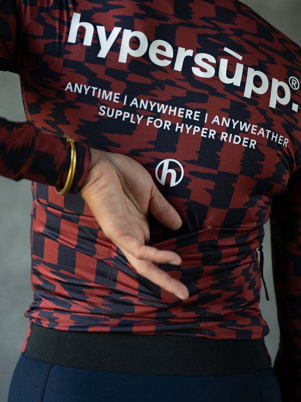 Women's Performance Light Fleece Long Sleeve Jersey 12-18°C - Dark Red/Navy