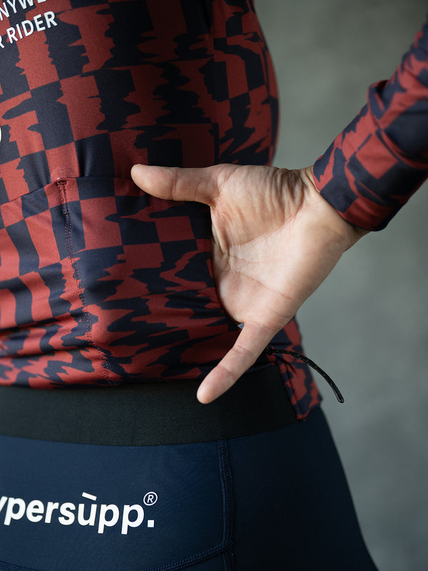 Women's Performance Light Fleece Long Sleeve Jersey 12-18°C - Dark Red/Navy