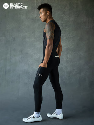 Men's Performance Thermal Long Bibs with Side Pockets 8-16°C - Black