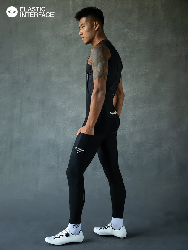 Men's Performance Thermal Long Bibs with Side Pockets 8-16°C - Black