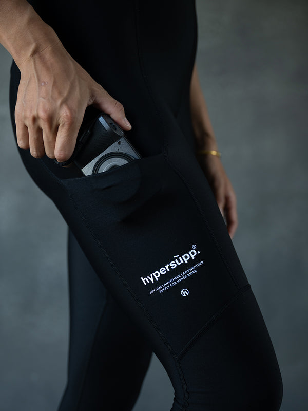 Women‘s Performance Thermal Long Bibs with Side Pockets 8-16°C- Black