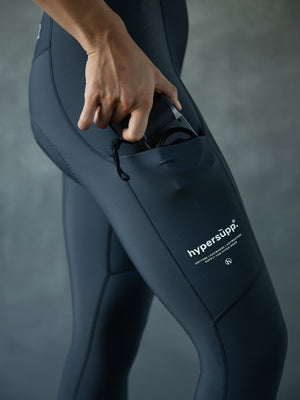 Women‘s Performance Thermal Long Bibs with Side Pockets 8-16°C- Cool Gray