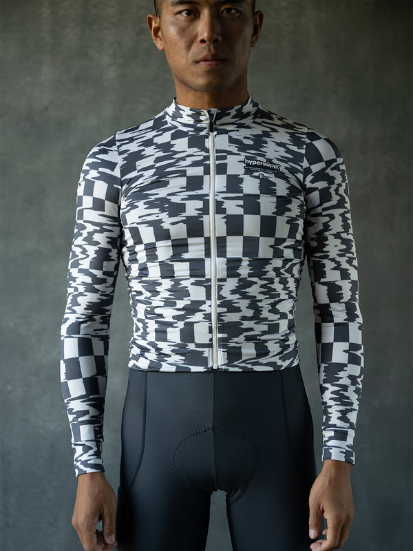 Men's Performance Light Fleece Long Sleeve Jersey 12-18°C - Gray/Off White