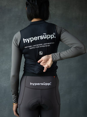 Women's Performance Light Fleece Long Sleeve Jersey 12-18°C - Black/Gray