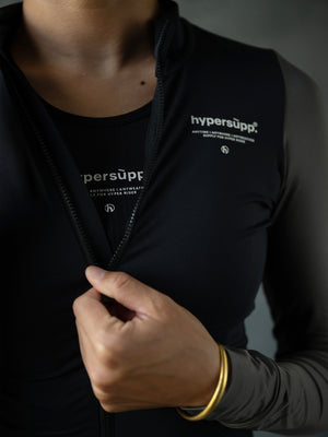 Women's Performance Light Fleece Long Sleeve Jersey 12-18°C - Black/Gray