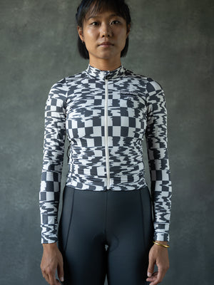 Women's Performance Light Fleece Long Sleeve Jersey 12-18°C - Gray/Off White