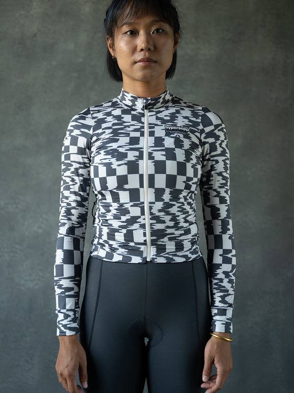 Women's Performance Light Fleece Long Sleeve Jersey 12-18°C - Gray/Off White