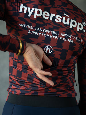 Women's Performance Light Fleece Long Sleeve Jersey 12-18°C - Dark Red/Navy