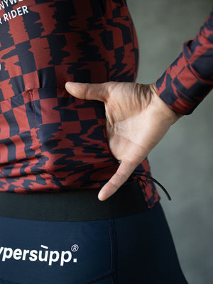 Women's Performance Light Fleece Long Sleeve Jersey 12-18°C - Dark Red/Navy