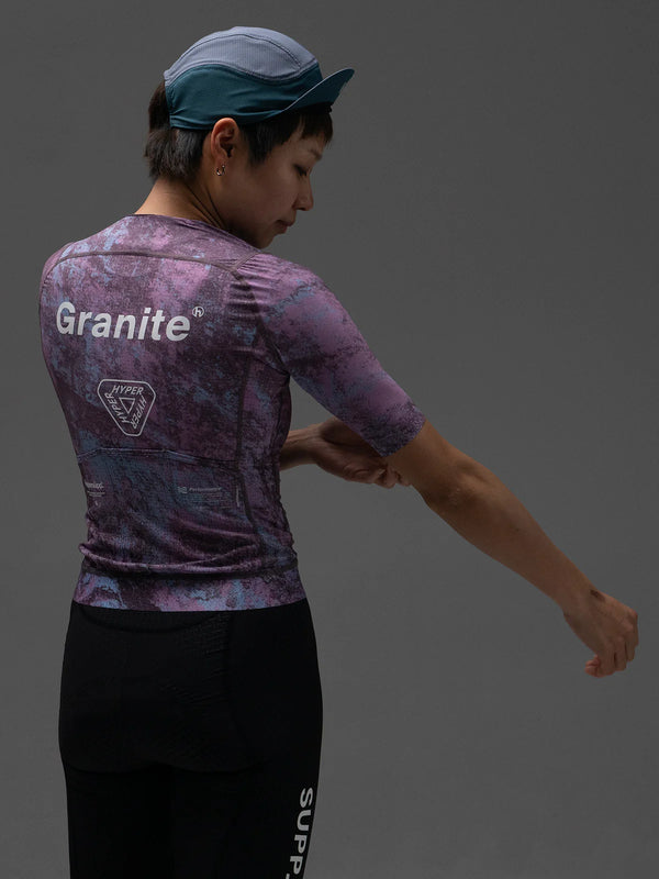 Women's Performance Jersey (Granite Cosmic Purple) + Bib Shorts (Black) + Socks