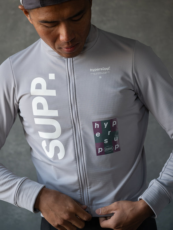 Men's Windproof Thermal Long Sleeve Jersey 0-10℃ - Gull Gray