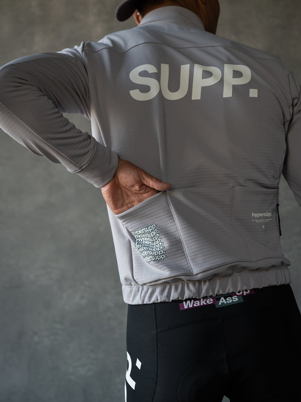 Men's Windproof Thermal Long Sleeve Jersey 0-10℃ - Gull Gray