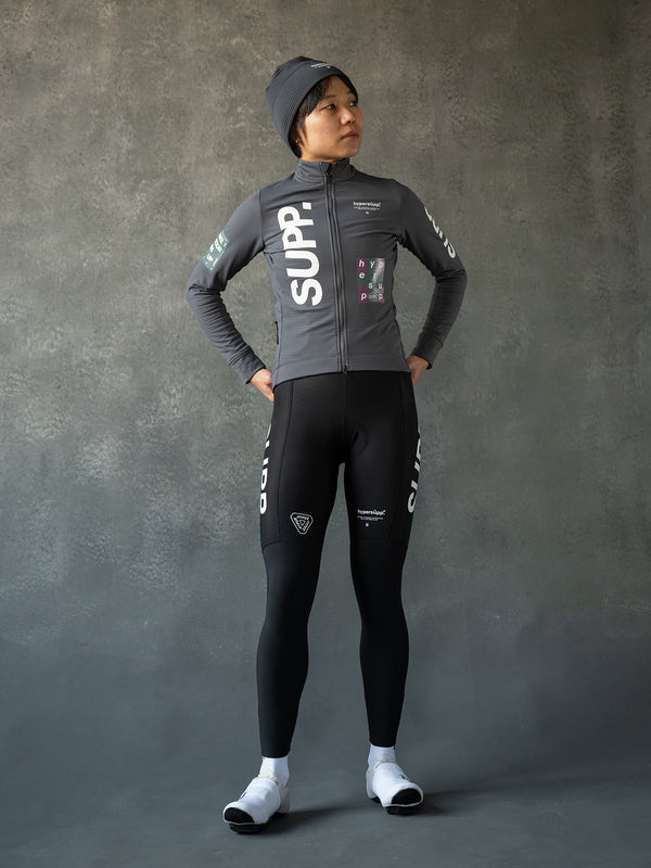 Women's Windproof Thermal Long Sleeve Jersey 0-10℃ - Dark Gray