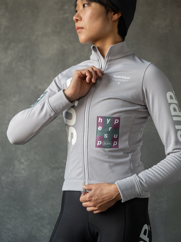 Women's Windproof Thermal Long Sleeve Jersey 0-10℃ - Gull Gray