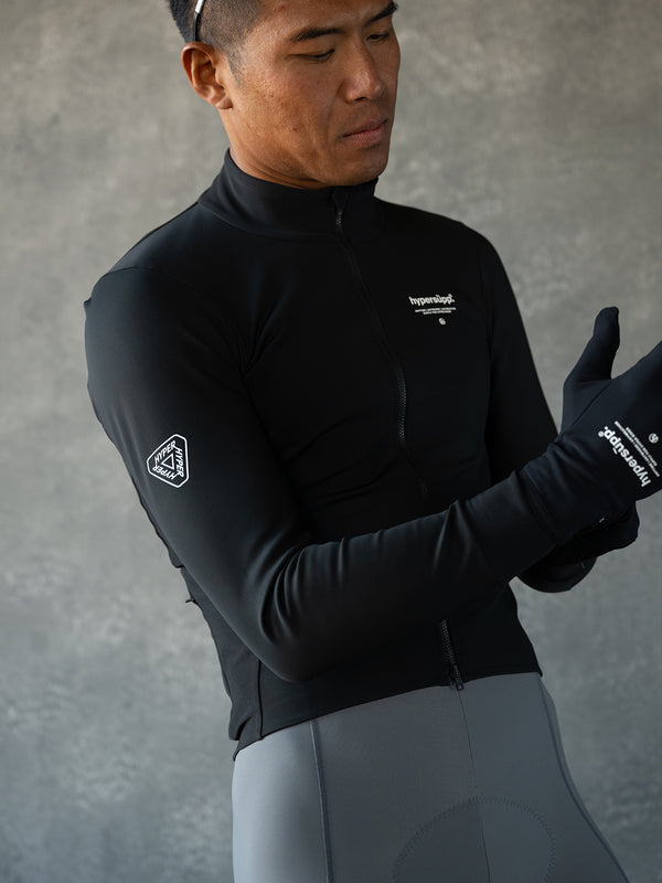 Men's Windproof Thermal Long Sleeve Jersey 0-10℃ - Black